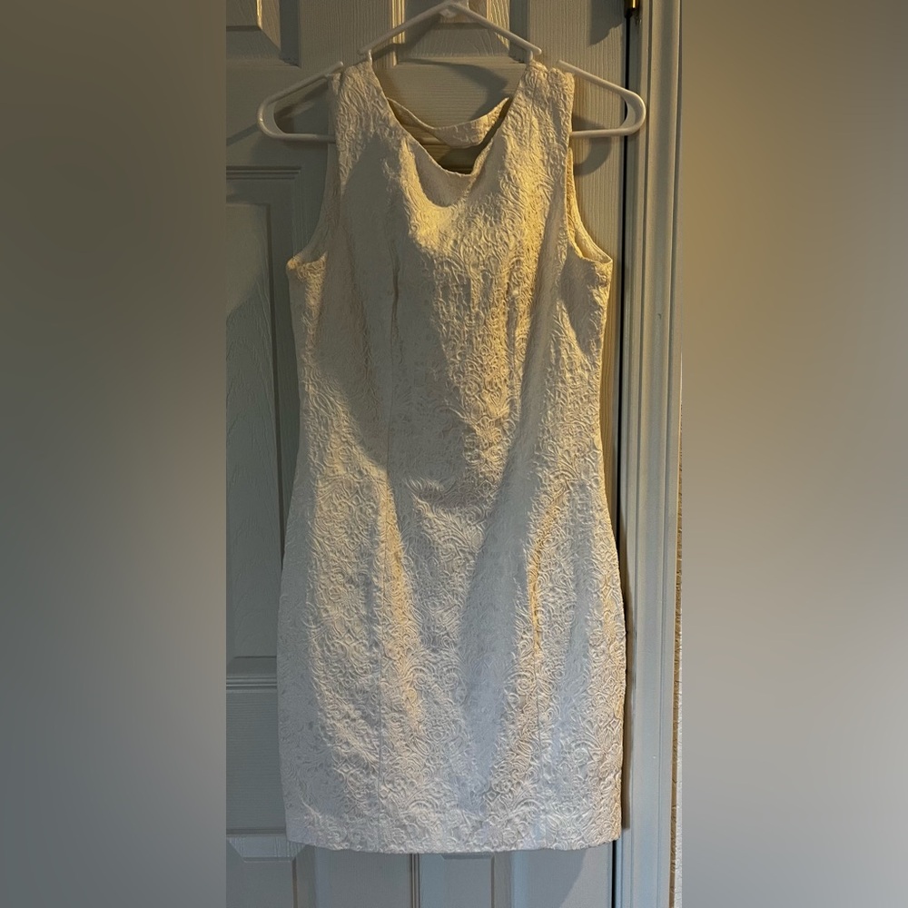 White mini dress with full zipper back